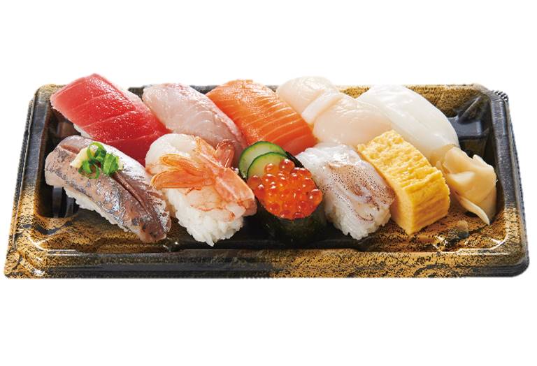 本鮪赤身や金目鯛が入ったにぎり寿司